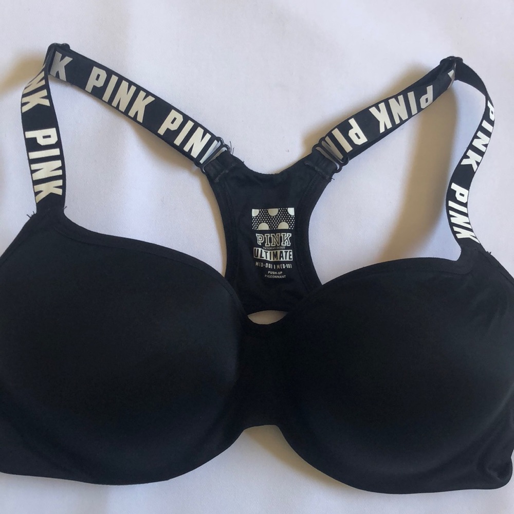 Victoria’s Secret PINK black logo sports bra M-DD